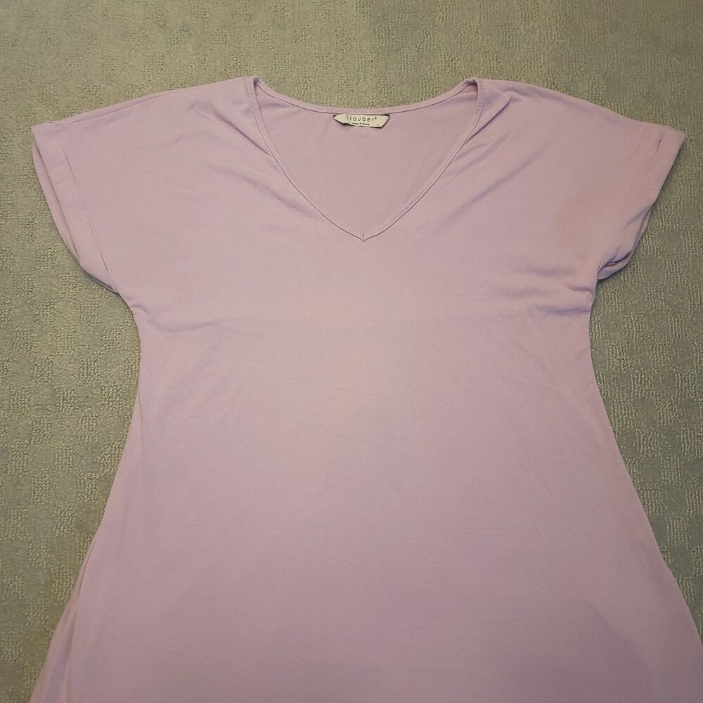 Ekouaer Women's L  Sleep Dress V Neck Short Sleeve Nightgown Pockets - Picture 4 of 9